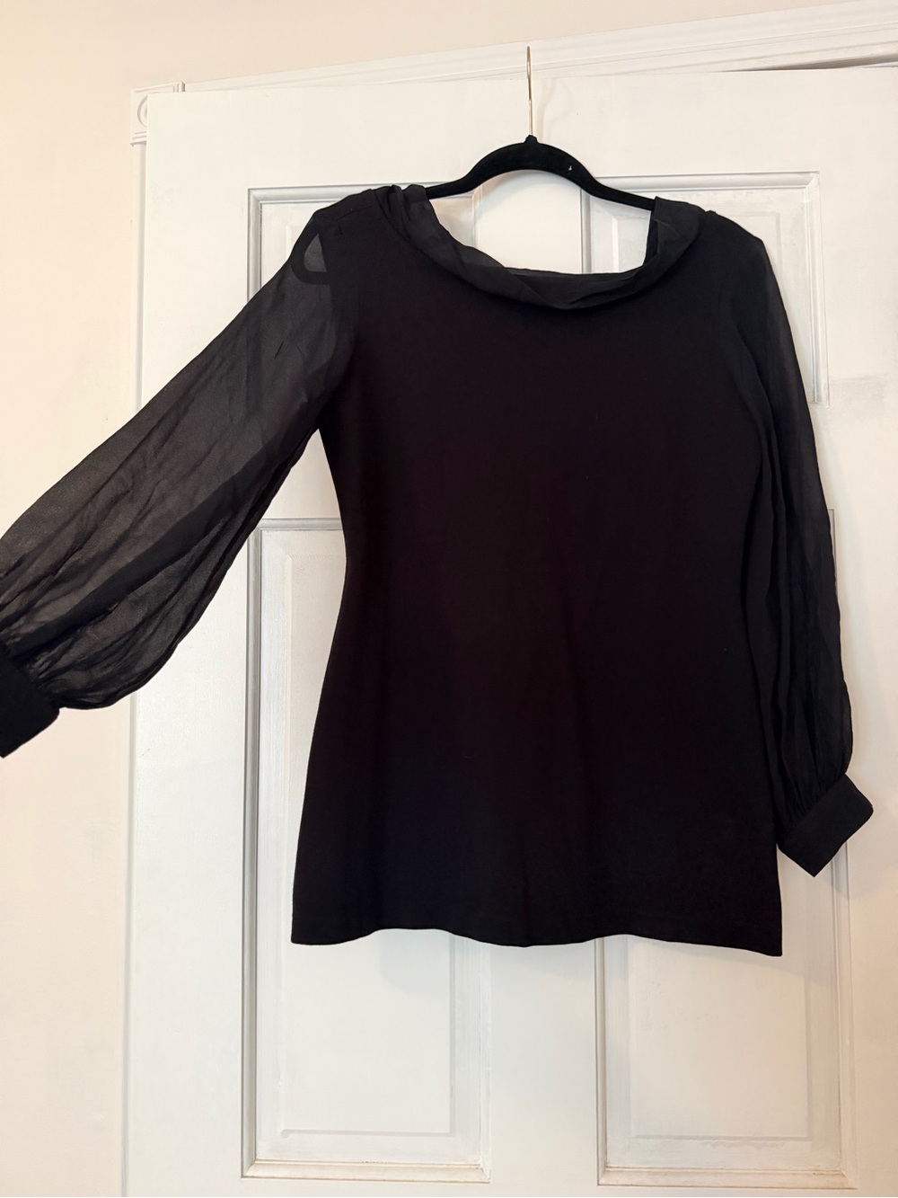 Finley Black Long-Sleeve Organza Top